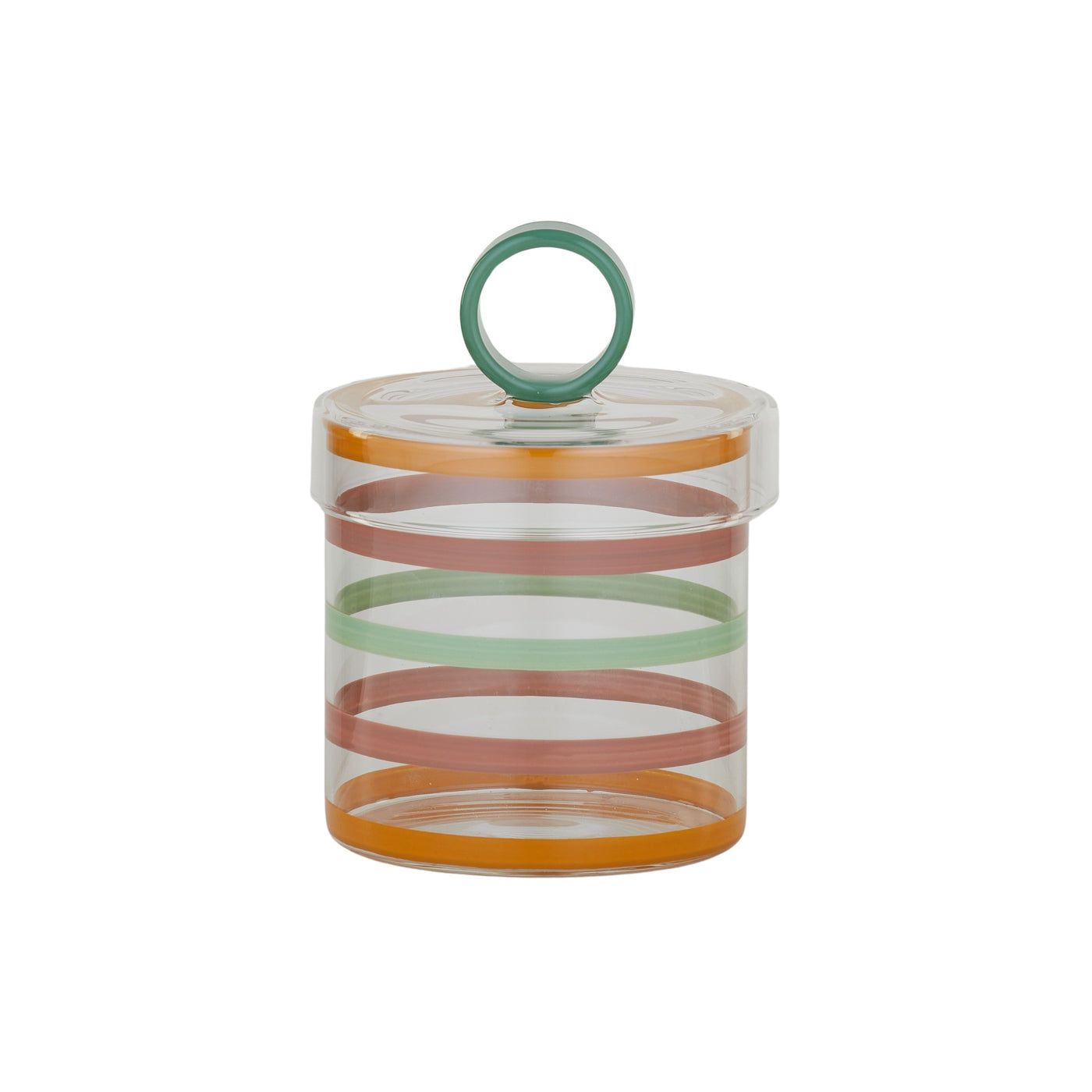 Loulou Glass Jar Pink/Green Stripe