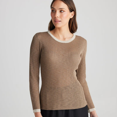Shanty Saturn Long Sleeve  Top Taupe