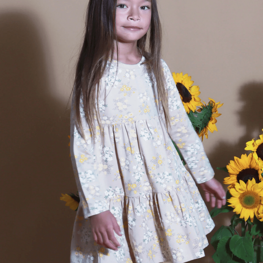 Tiny Tribe Floral Garden Tier Dress Biscuit