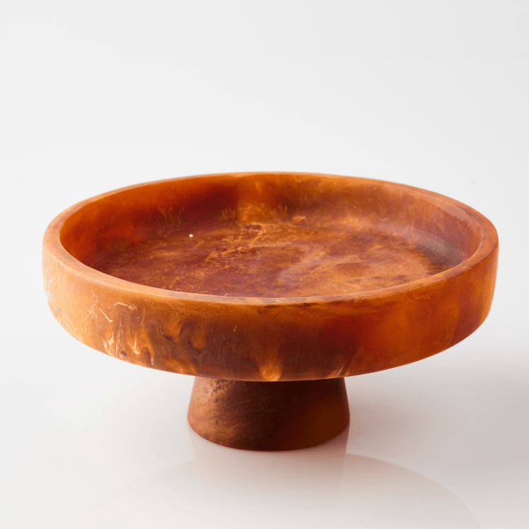 Resin Pedestal Large Bowl Caramel