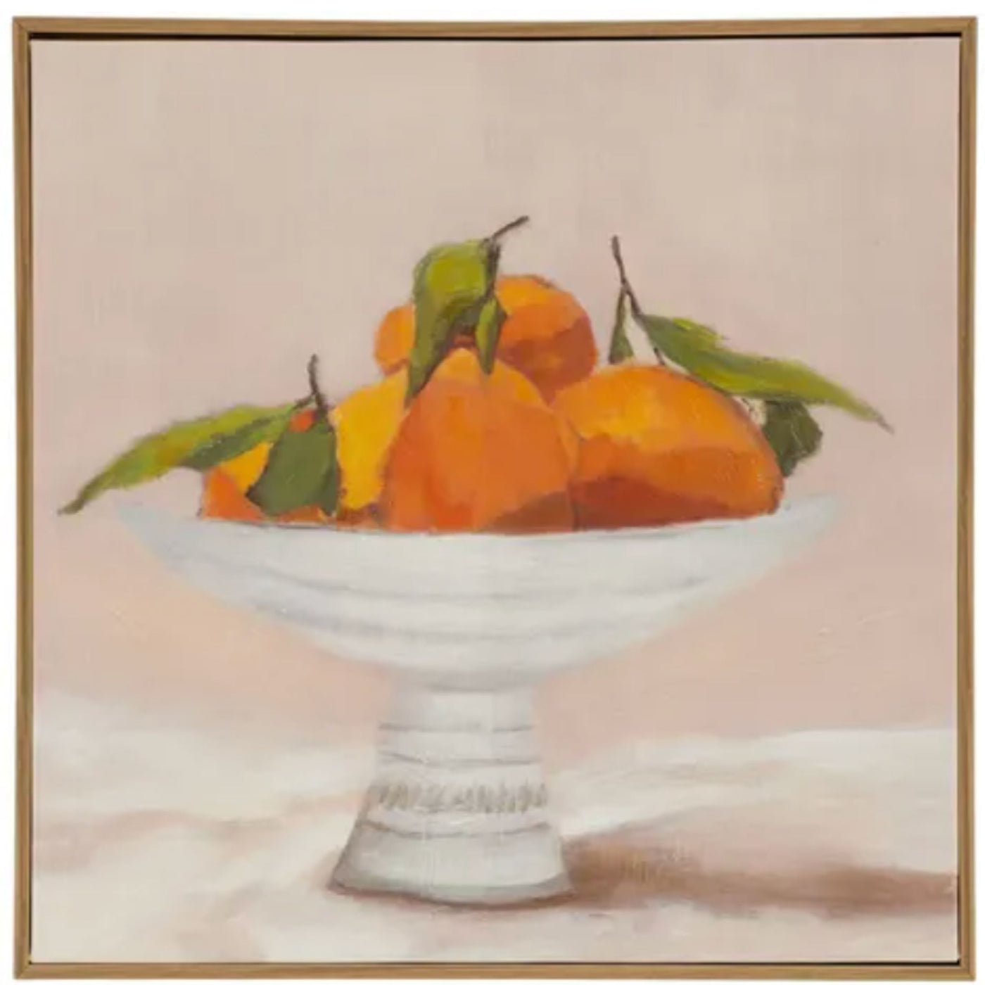 Artwork Orange Bowl Oak Frame Oil Painting