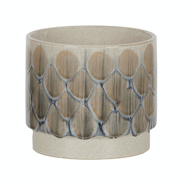 Finch Ceramic Pot Ivory /Bl;ue