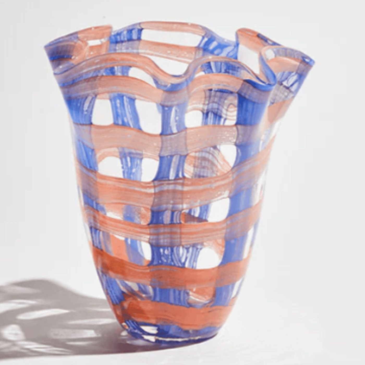 Ben David Vivid Clear Vase in Cobalt/Melon