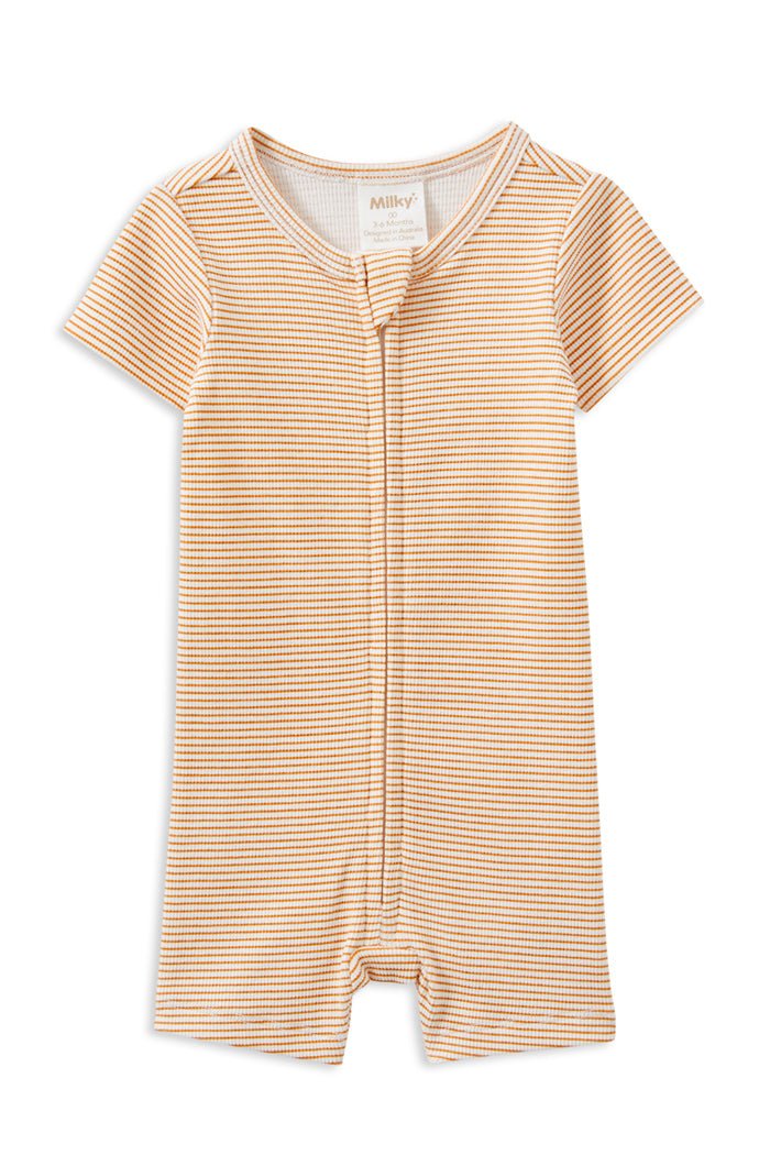 Milky  Clothing Caramel Rib Zip Romper