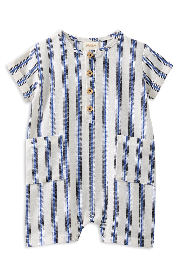 Milky Clothing Stripe Linen Romper
