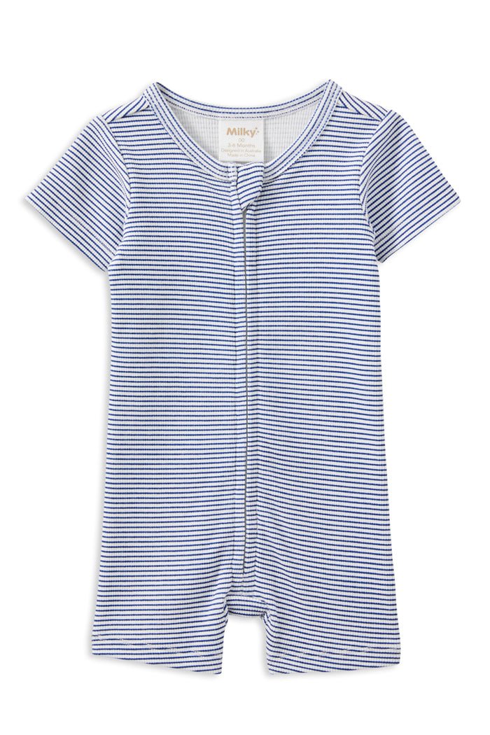 Milky Clothing Blue Rib Zip Romper
