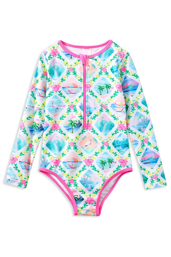 Milky Clothing Girls Aloha Long Sleeve Swimsuit