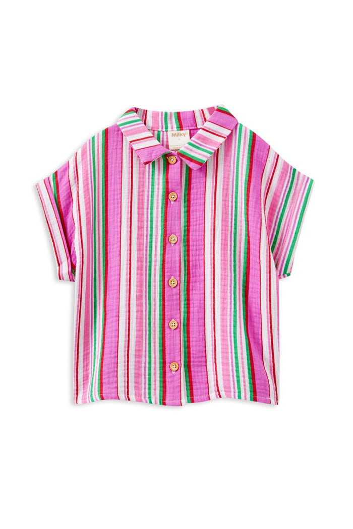 Milky Clothing Girls Crinkle Stripe Shirt