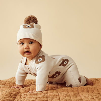 Wilson and Frenchy Beary Cute Organic Knitted Jacquard Growsuit
