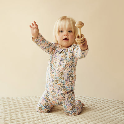 Wilson and Frenchy Tiny Bloom Organic Zipsuit with Feet