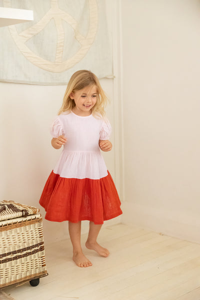 Alex and Ant Clara Dress Petal Pink/Flame Red