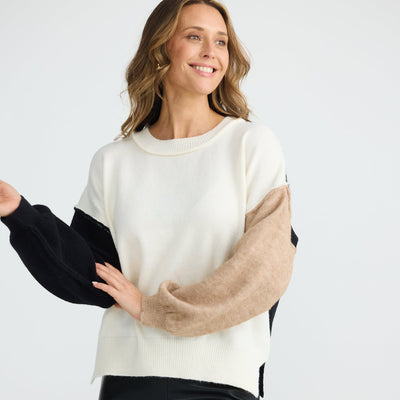 Brave and True Mischa Knit Off White/Black/Nut