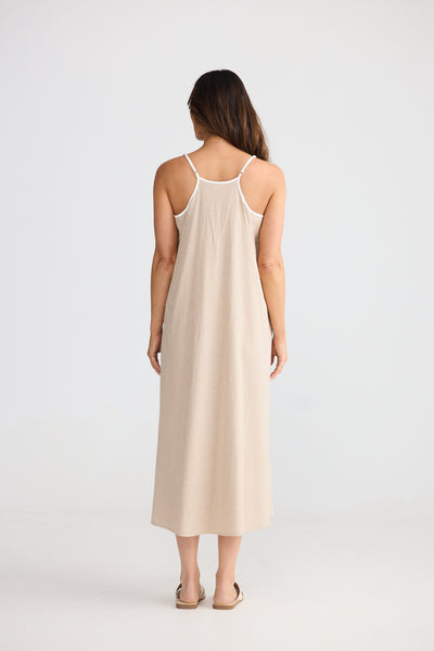 Brave and True Genesis Dress Latte Pinstripe