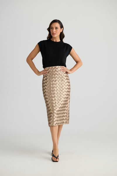 Brave and True Criss Cross Skirt Bronze