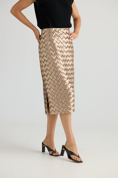 Brave and True Criss Cross Skirt Bronze