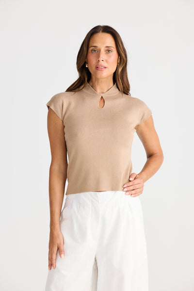 Brave and True Kyoto Knit Top Pebble