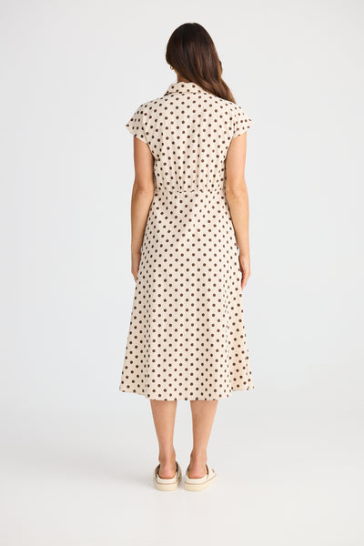 Brave and True Musings Dress Choc Polka Dot