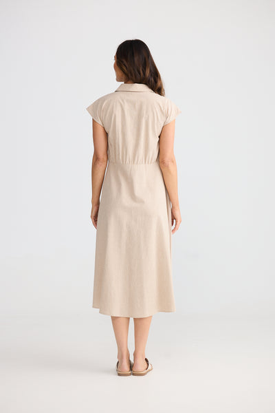 Brave and True Musings Dress Latte Pinstripe