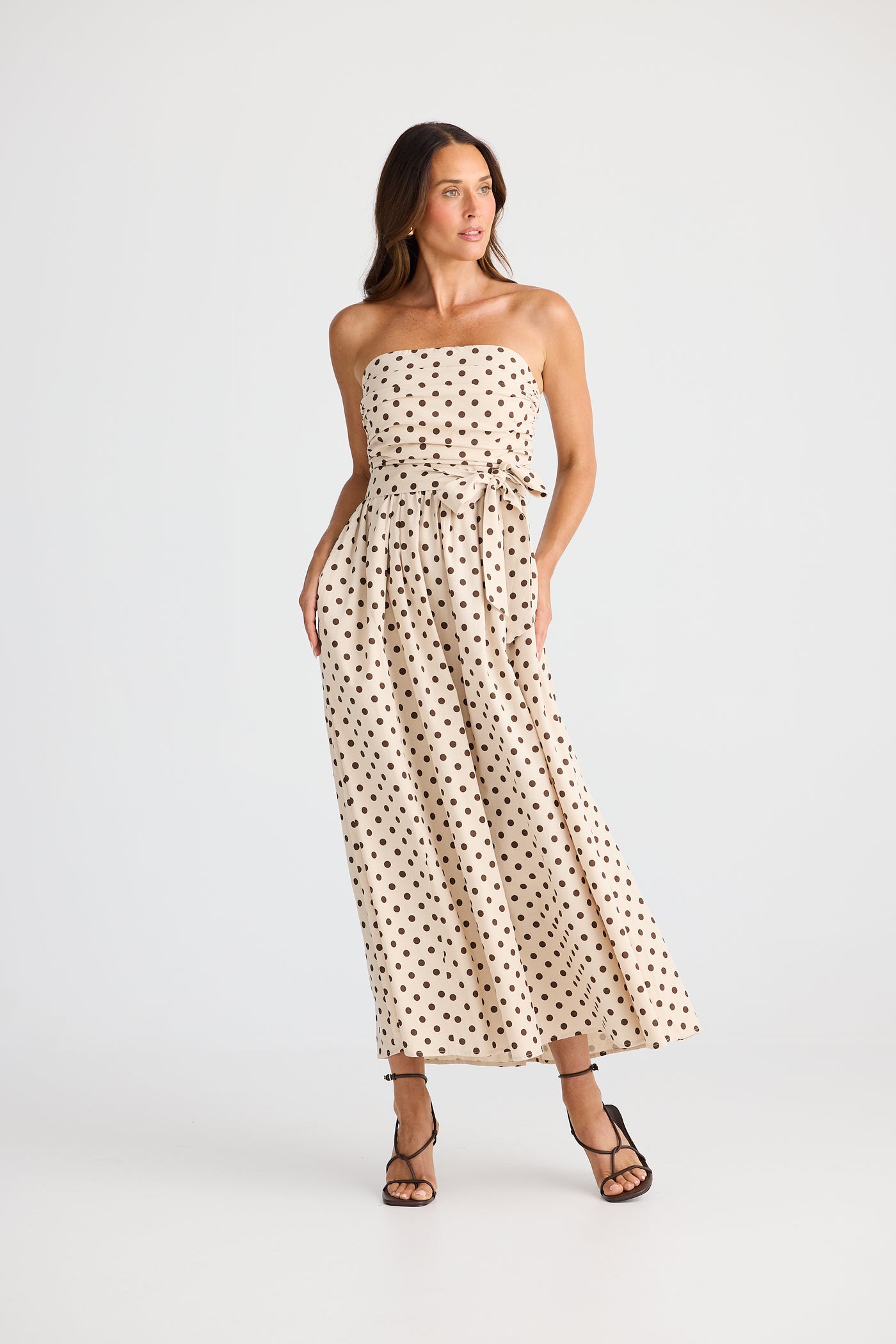 Brave and True Avalon Dress Choc Polka Dot