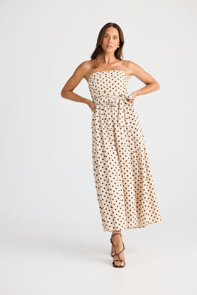 Brave and True Avalon Dress Choc Polka Dot