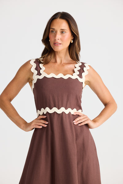 Brave and True Marlow Midi Dress Chocolate