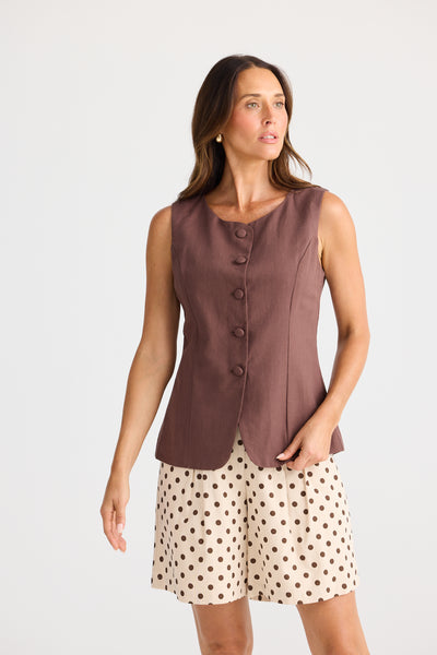 Brave and True Eden Waistcoat Chocolate