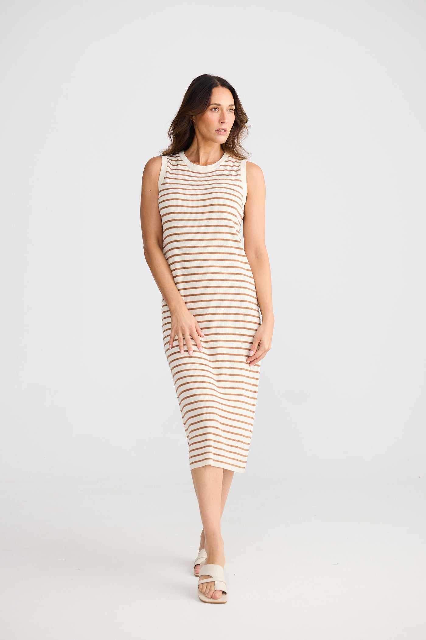 Brave and True Squad Dress Ecru with Tawny