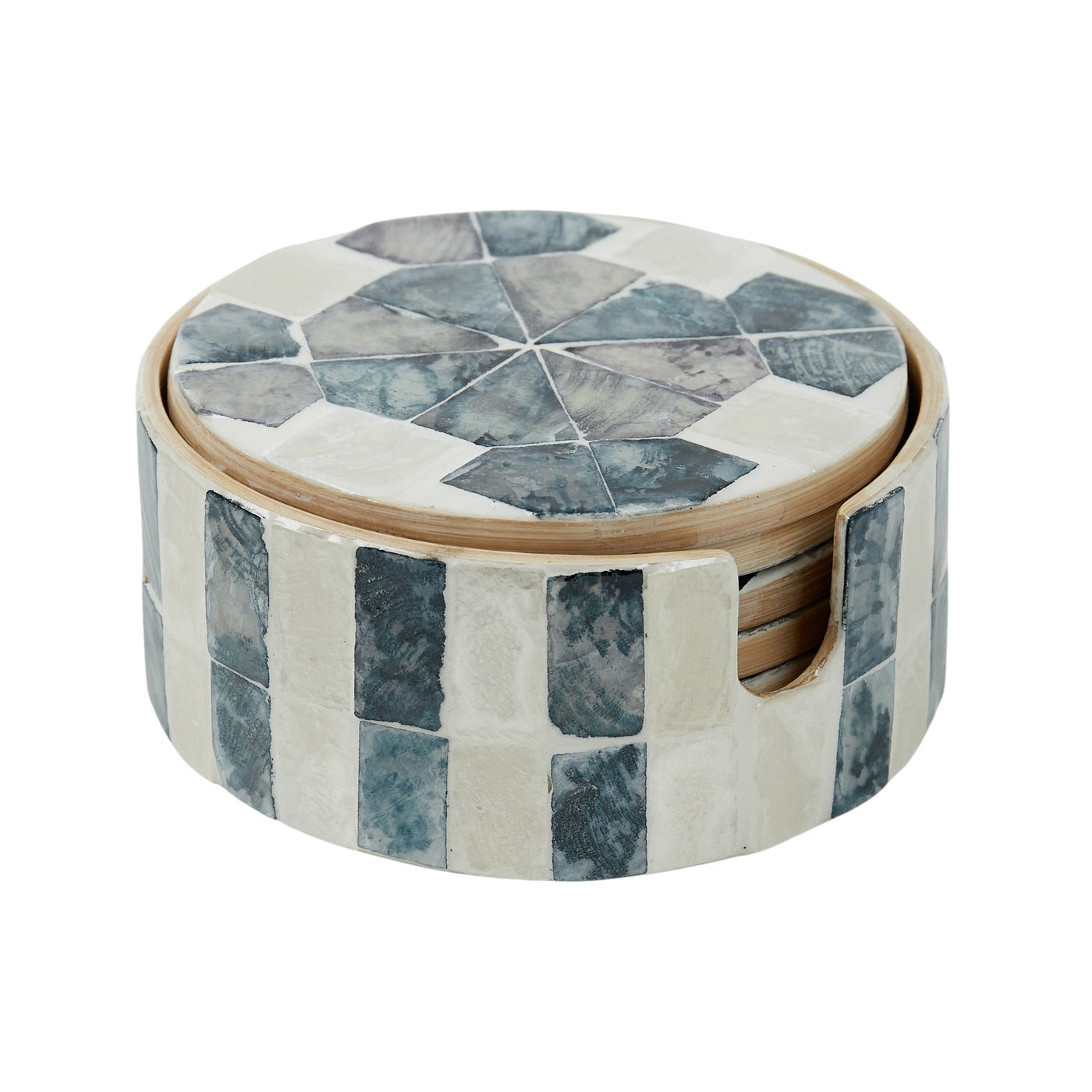 Nya Set of 6 Inlay Coasters Navy/Ivory