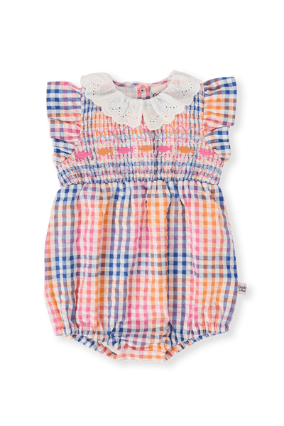 Goldie and Ace Lani Rainbow Gingham Smocked Romper