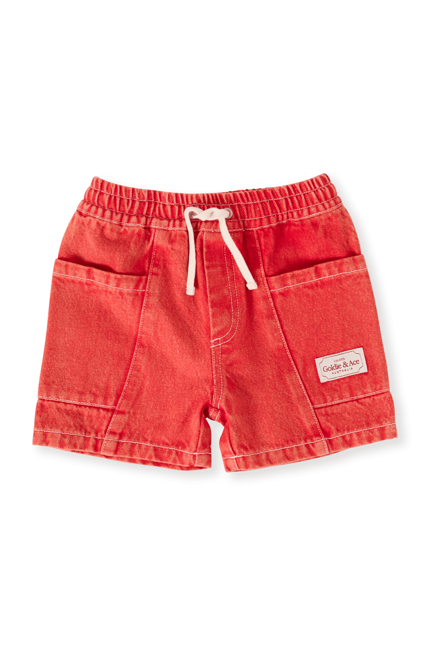 Goldie and Ace Noah Denim Pocket Shorts Apple Red