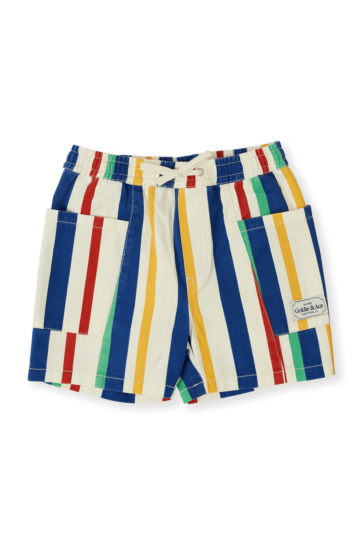 Goldie and Ace 90's Bold Stripe Noah Denim Pocket Shorts