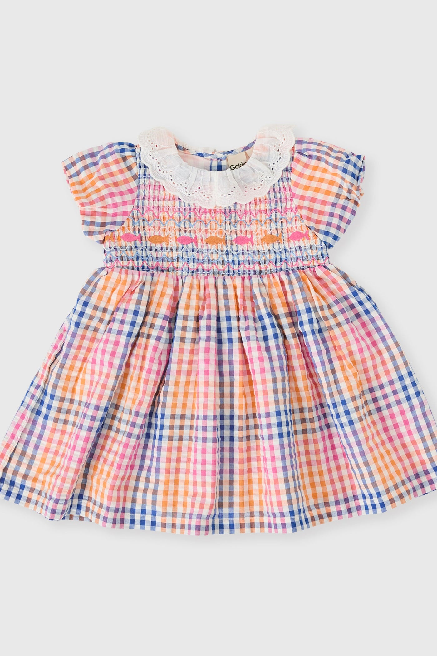 Goldie and Ace Rainbow Gingham Flo Smocked Dress