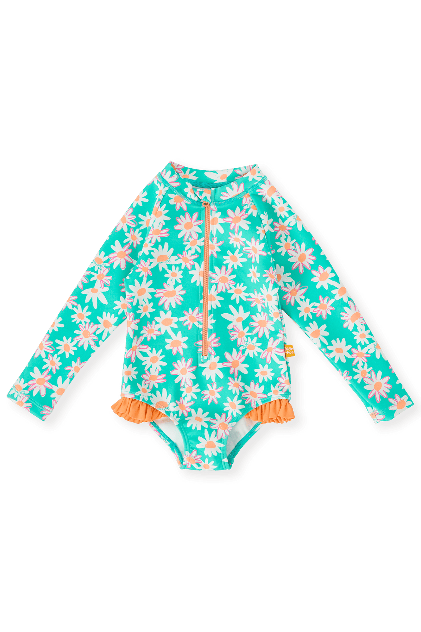 Goldie and Ace Daisy Patch Long Sleeve Frill Swimsuit