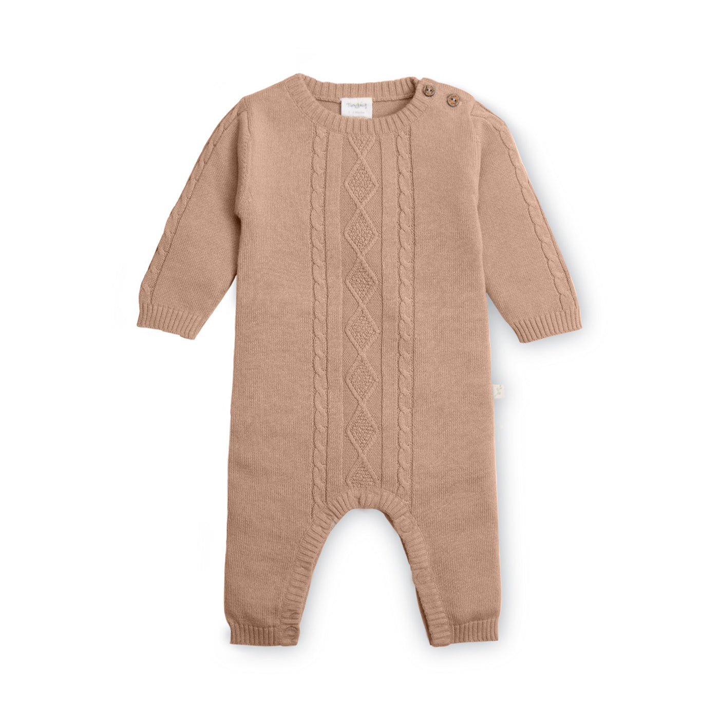 Tiny Twig Cable Knit Growsuit Cafe