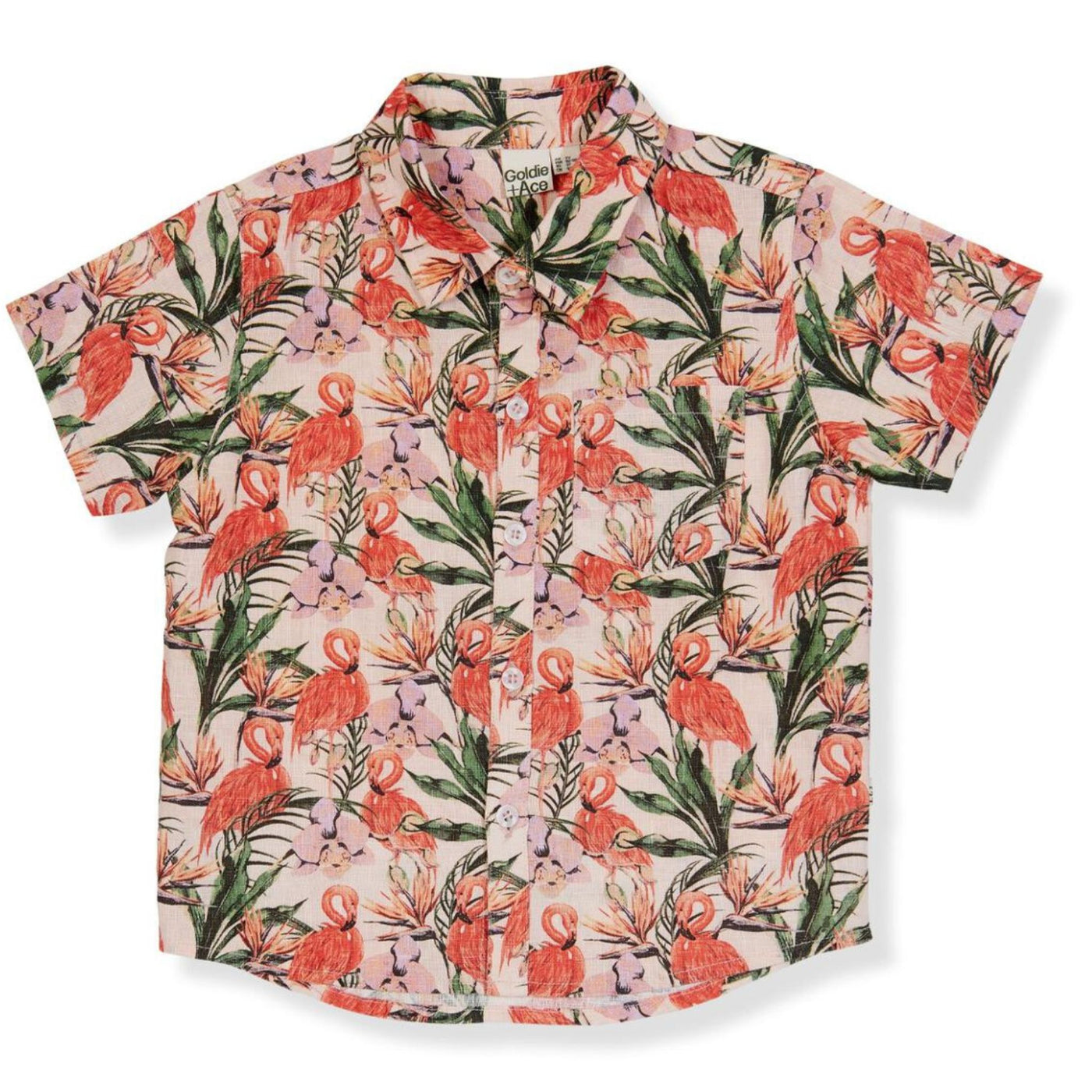 Goldie and Ace Holiday Linen Shirt in Flamingo Pink