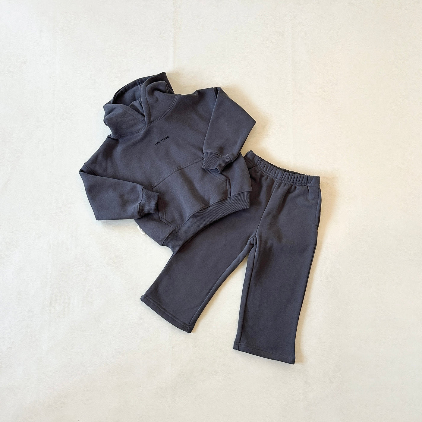 Tiny Trove Sporty Puff Print Cotton Hoodie Tracksuit Set Charcoal