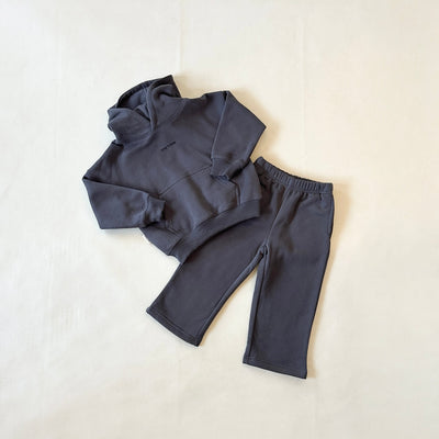 Tiny Trove Sporty Puff Print Cotton Hoodie Tracksuit Set Charcoal