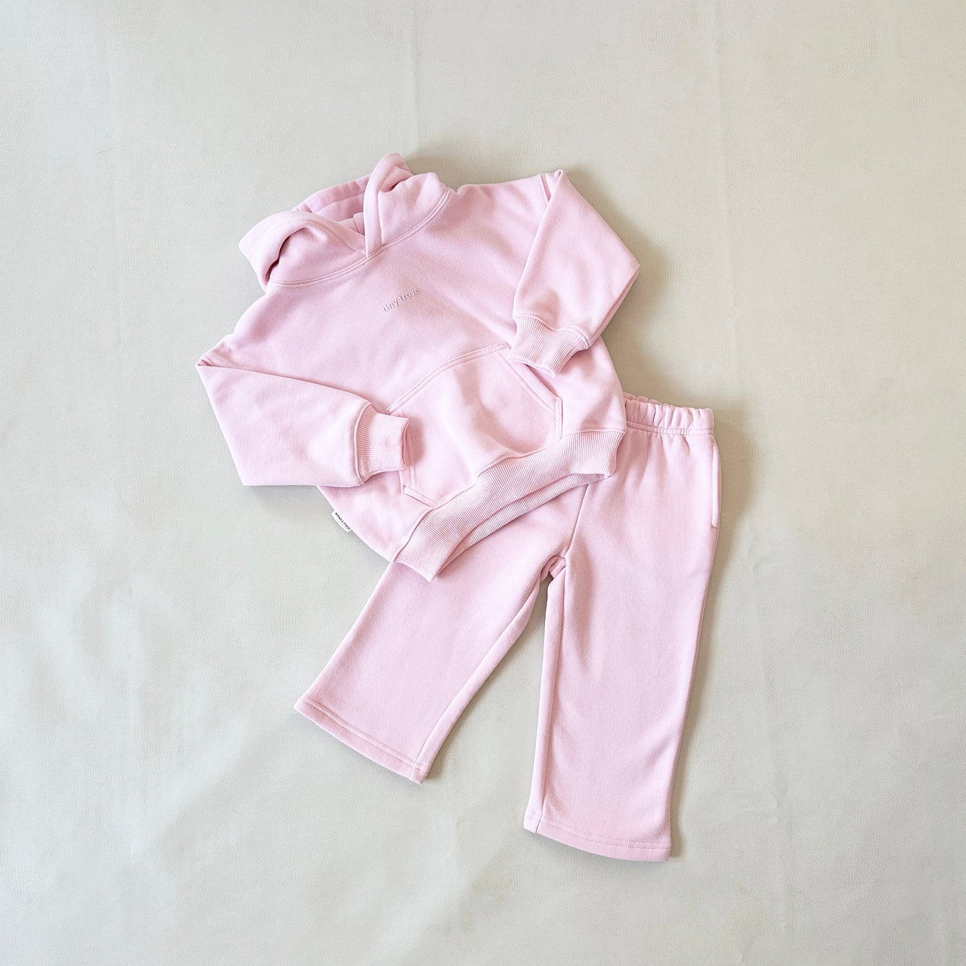 Tiny Trove Sporty Puff Print Hoodie Set Pink/Light Pink