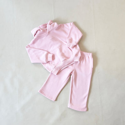Tiny Trove Sporty Puff Print Hoodie Set Pink/Light Pink