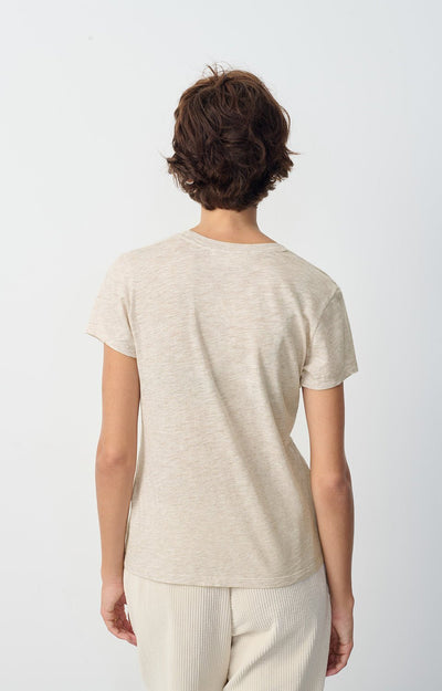 American Vintage Jacksonville Round Neck TShirt Creme Melange