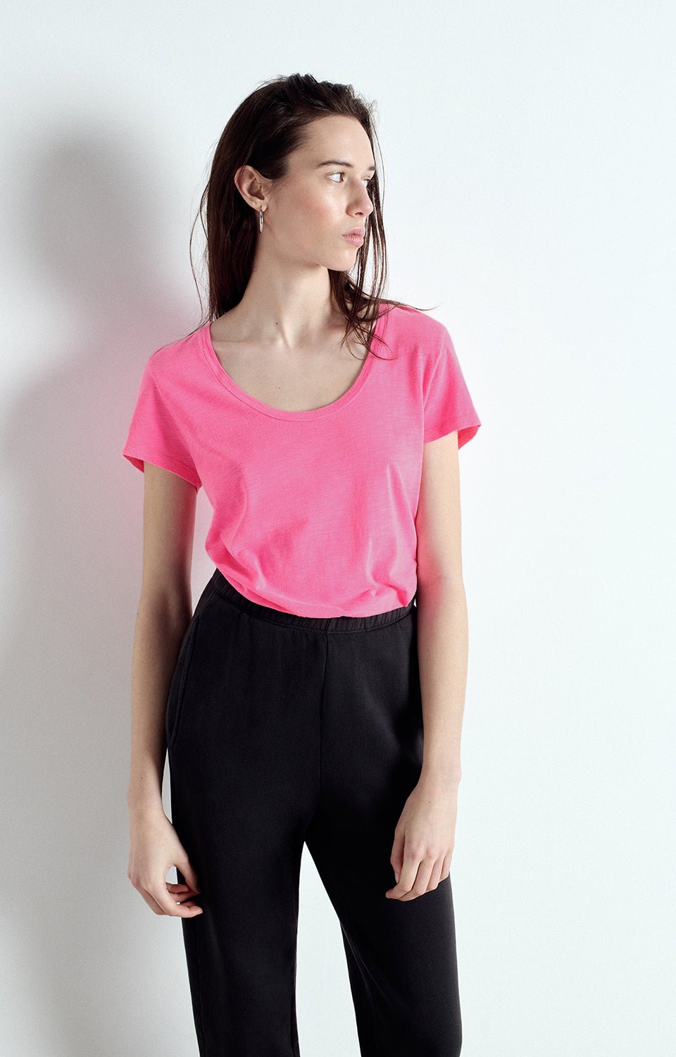 American Vintage Jacksonville Round Neck TShirt Fluro Pink