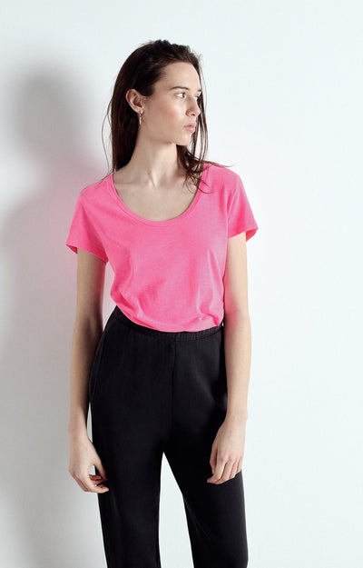 American Vintage Jacksonville Round Neck TShirt Fluro Pink