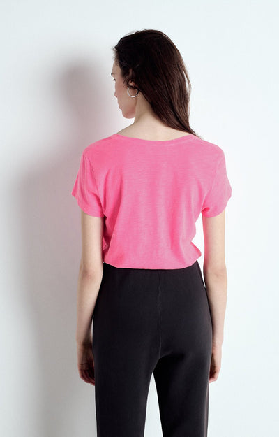 American Vintage Jacksonville Round Neck TShirt Fluro Pink