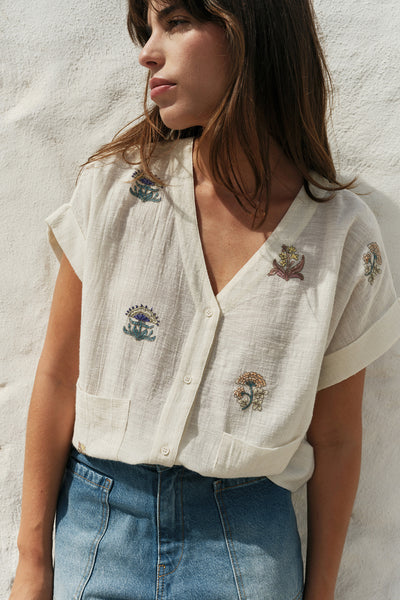 Indi and Cold Short Sleeve Embroidered Shirt