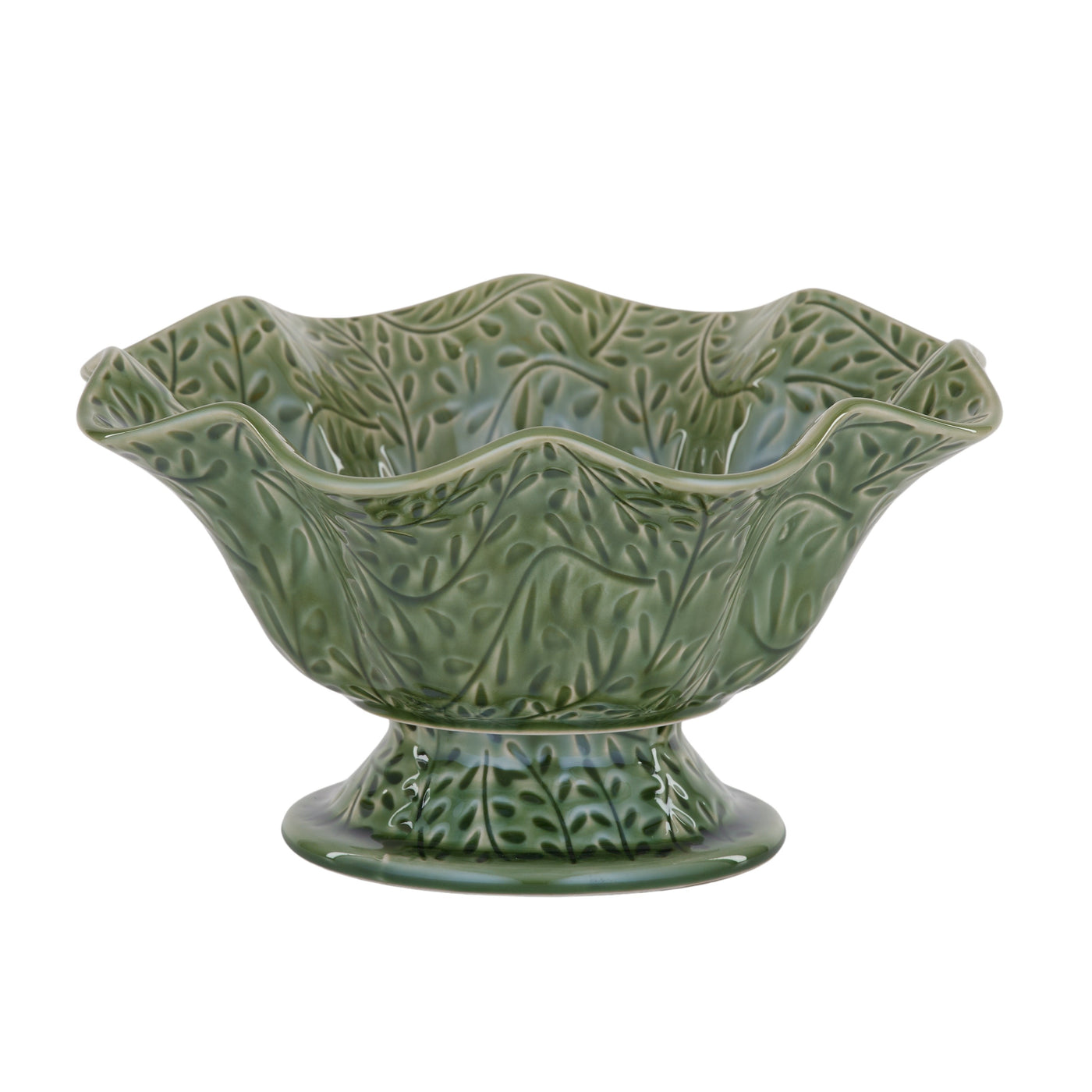 Venus Ceramic Footed Bowl Green