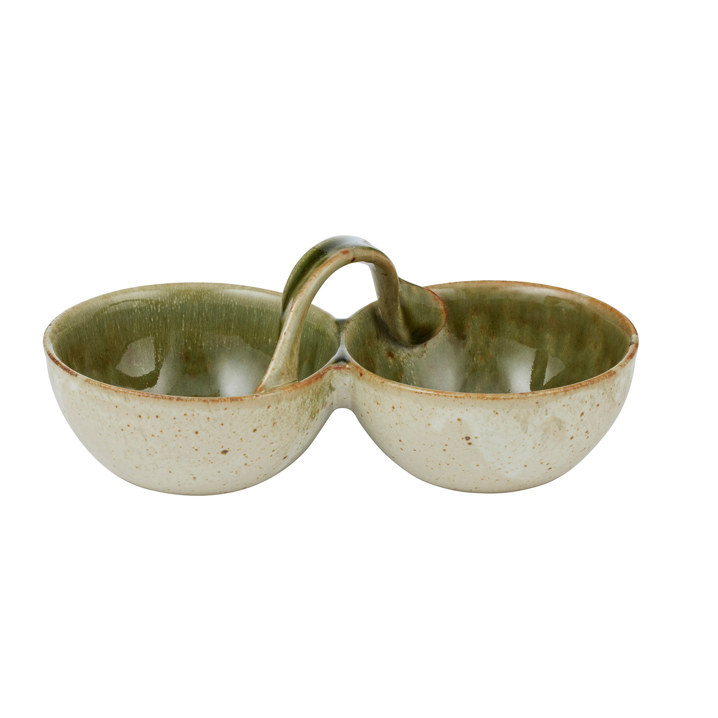 Uma Ceramic Double Bowl Olive