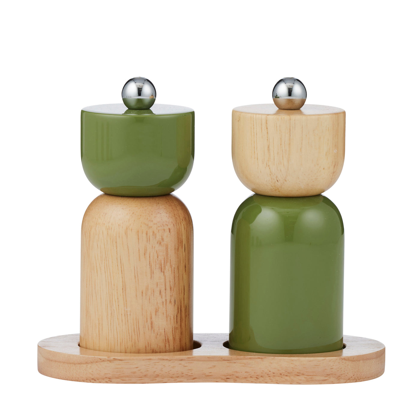 Eta 3 pc Wood Salt & Pepper Set Olive
