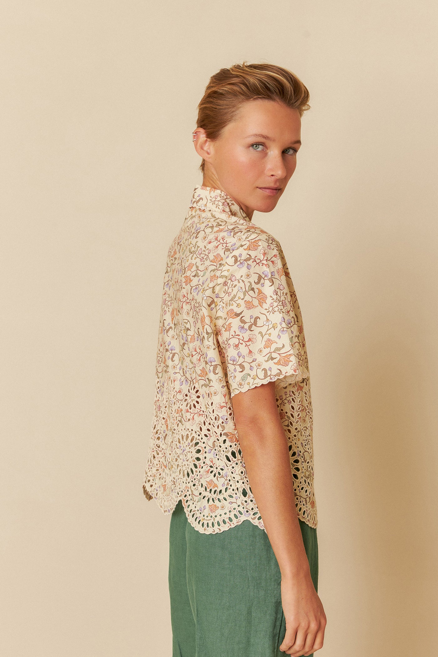 Indi and Cold Printed Poplin Embroidered Shirt