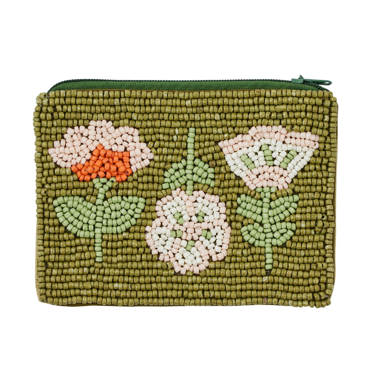 Freya Beaded Pouch Green