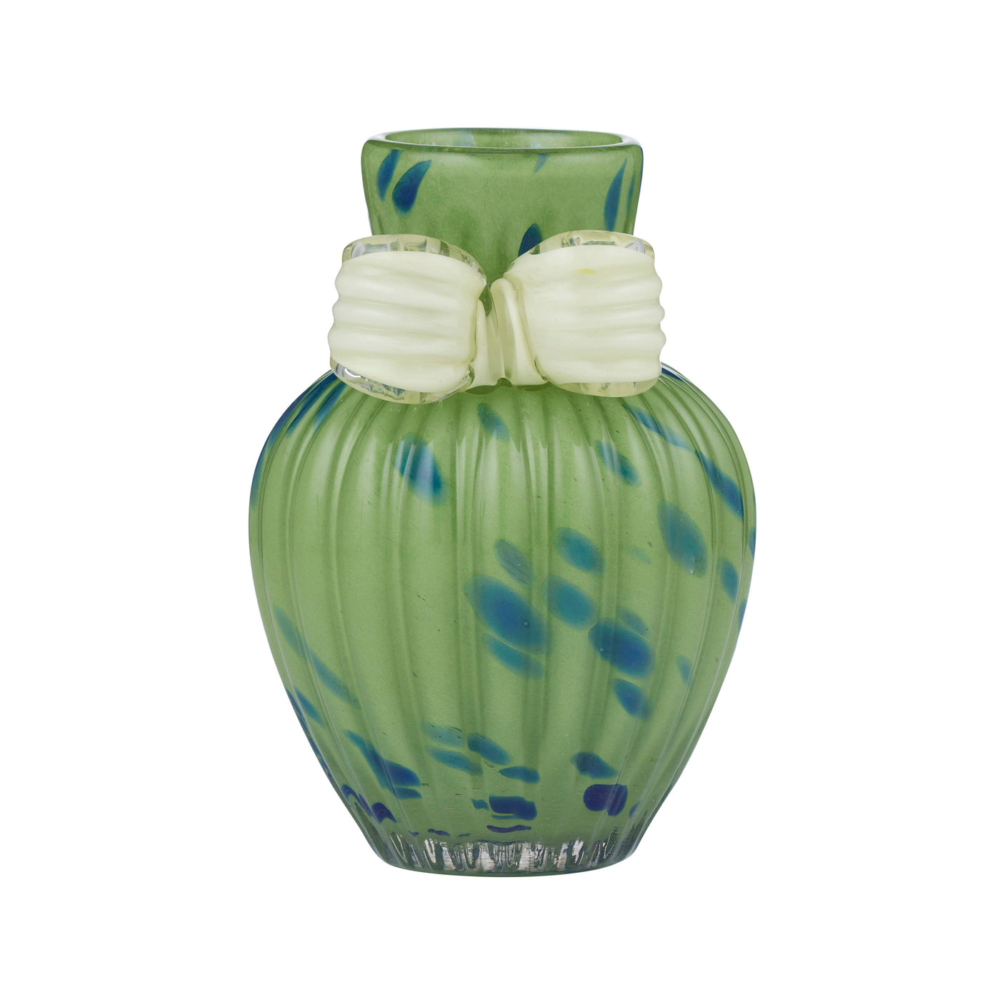 Kitty Glass Vase 13x18.5cm Green/Ivory